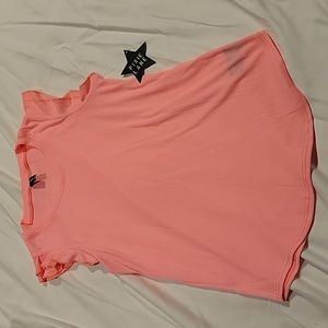 New girls size 9/10 ribbed pink ruffle sleeve tank